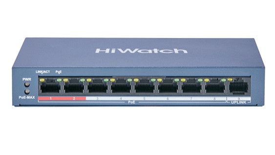 Гигабитный РОЕ-коммутатор HiWatch 8 портов